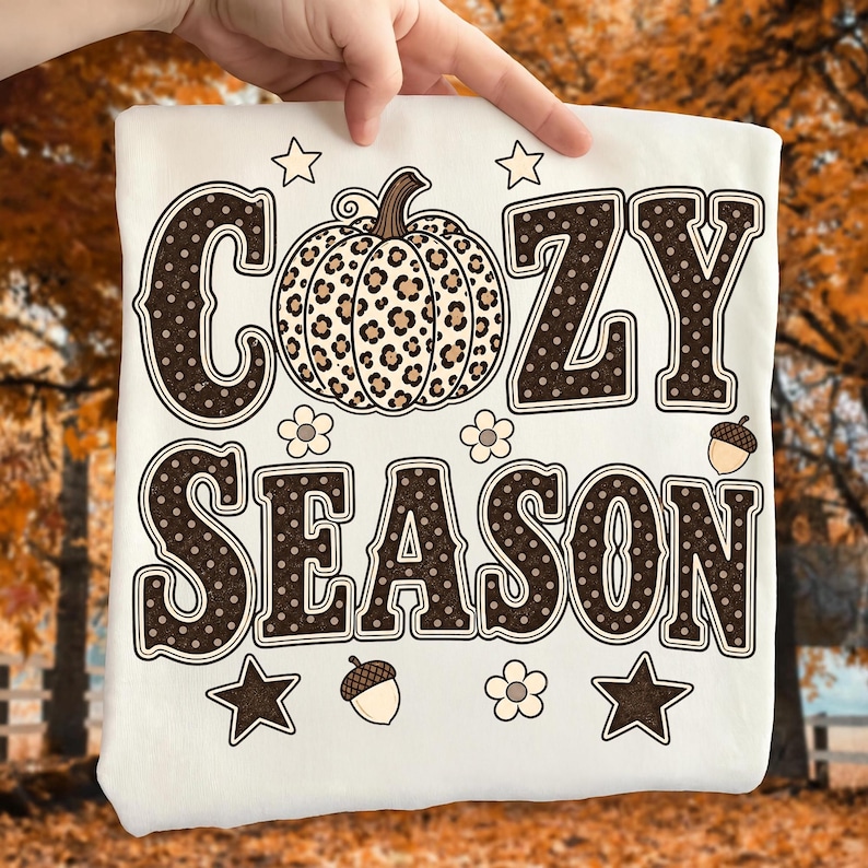Cozy Season Leopard Pumpkin Fall Sublimation Design