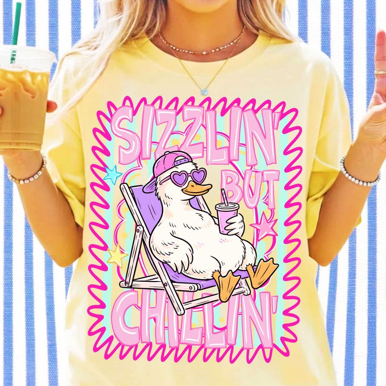 Sizzlin But Chillin Duck Digital PNG File mockup on a sweatshirt