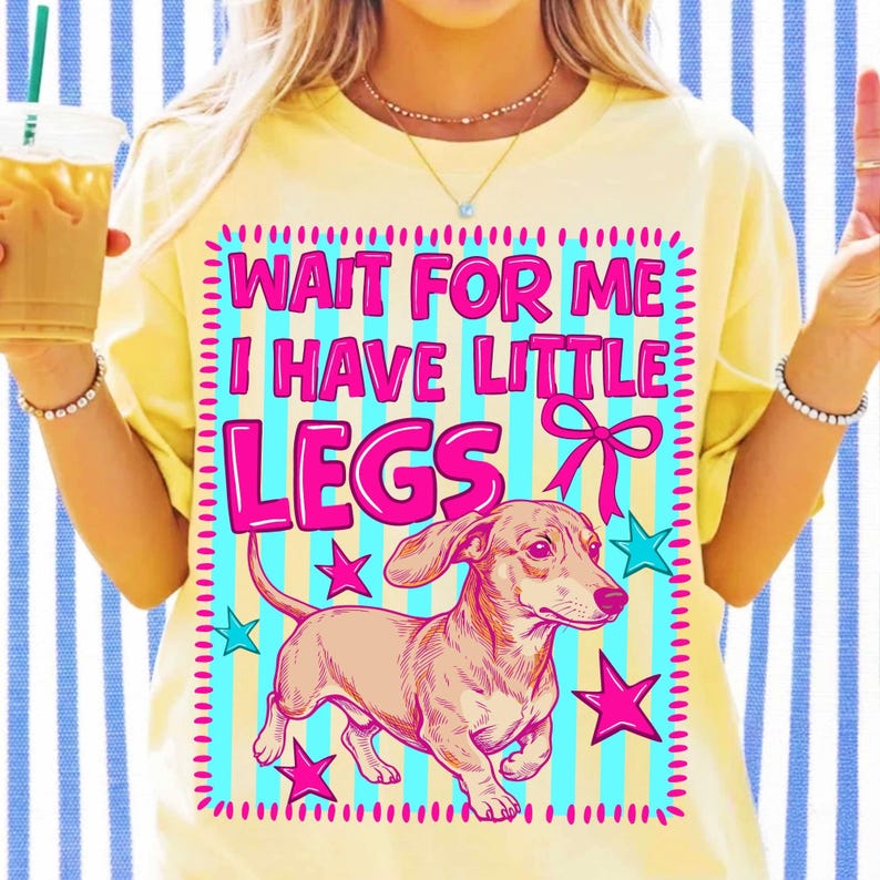 Close-up of the cute black and white Dachshund clipart with funny quote