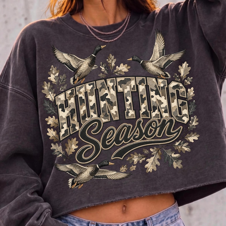 Image of Hunting Season PNG, Camo Duck Hunting Sublimation, Mallard Hunter Shirt Design, Rustic Outdoor Digital Download
