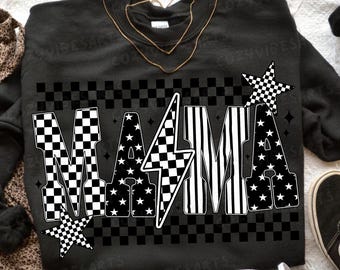 Vintage-inspiriertes Western Mom Shirt: Grunge kariertes Blitzdesign für trendige Ästhetik