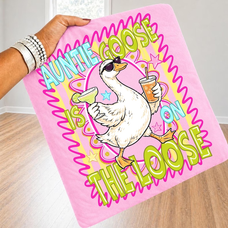 Auntie Goose Is On The Loose funny sublimation design on a t-shirt.