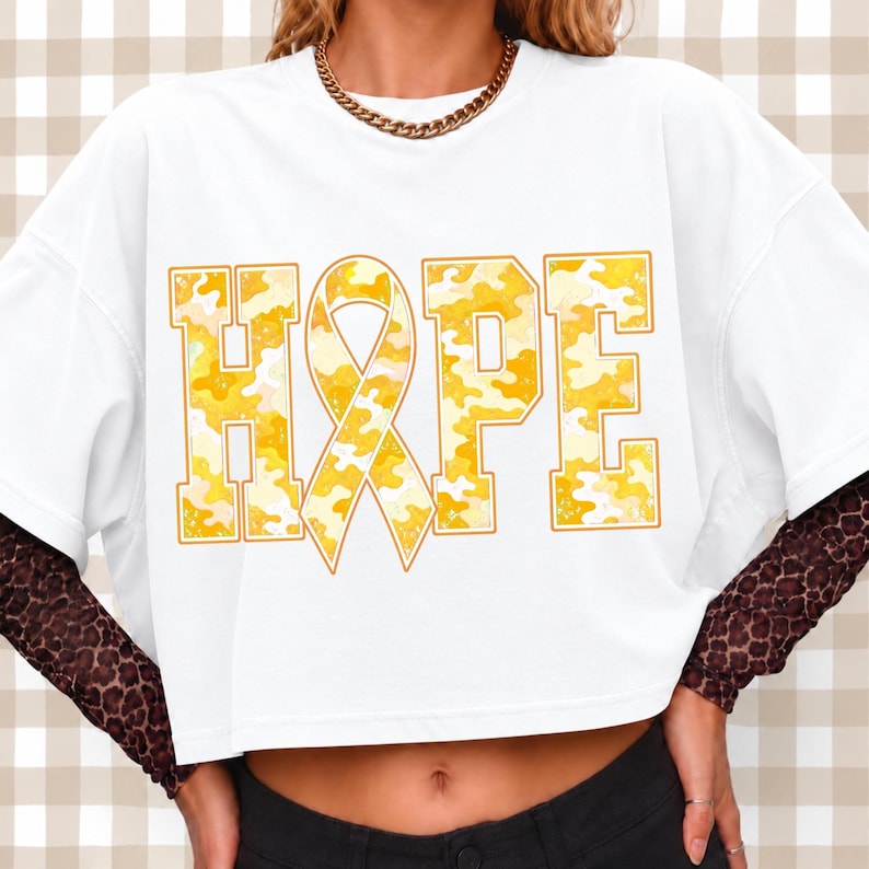 Custom T-shirt featuring Gold Ribbon Camo Design