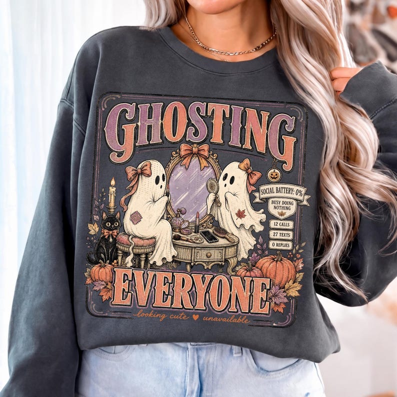 Cute Ghosting Everyone PNG for DIY Halloween Projects
