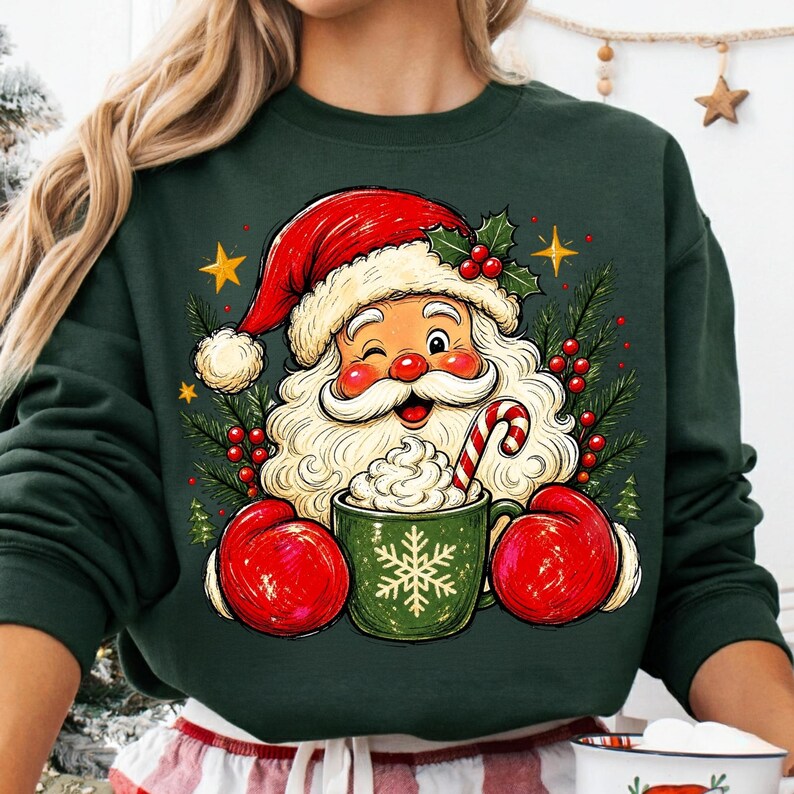 Santa Hot Cocoa Design on a Christmas Mug Mockup