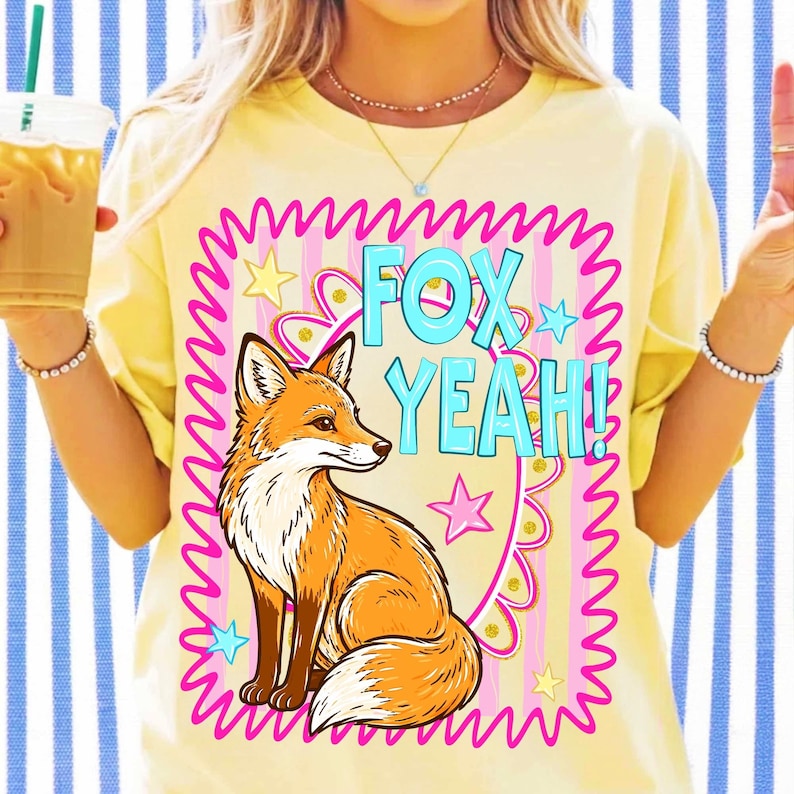 Close-up of Striped Preppy Fox Design Details for Sublimation