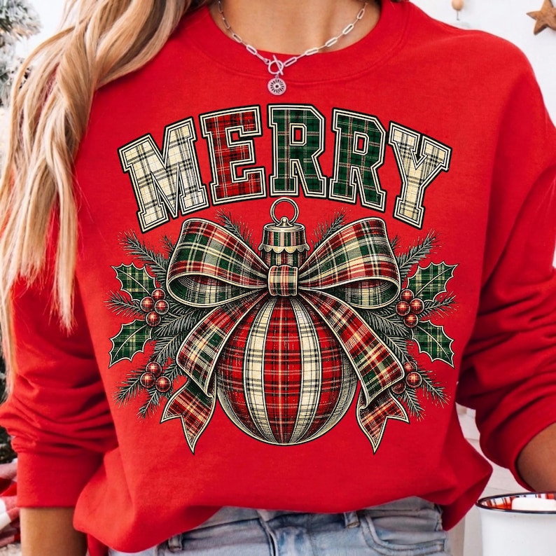 Cozy Christmas T-Shirt Mockup with Plaid Sublimation Design