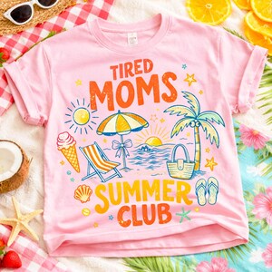 Tired Moms Summer Club PNG, Nautical Coquette Mama Font Bundle, Beach Bum Aesthetic Shirt Design, Mothers Day Gift Digital Download image 5