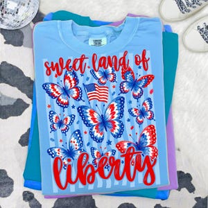 4 juli-paket PNG Patriotisk fjäril Amerika Preppy USA Randig fjäril Ditsy Blommig 1776 Frihet Sublimeringsdesigner Självständighet bild 5