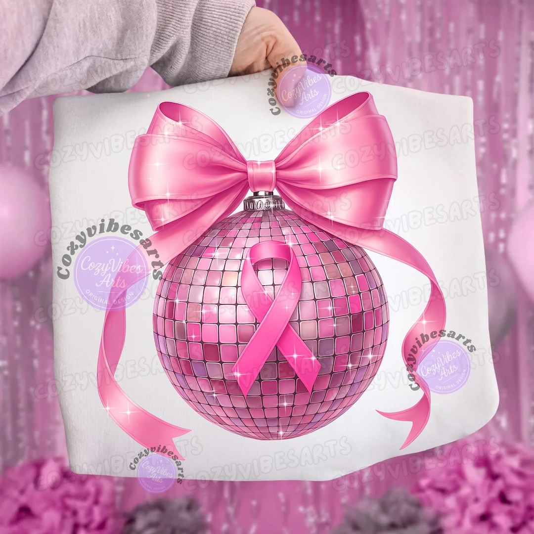 Pink Ribbon Disco Ball PNG – Breast Cancer Awareness Clipart, October ...