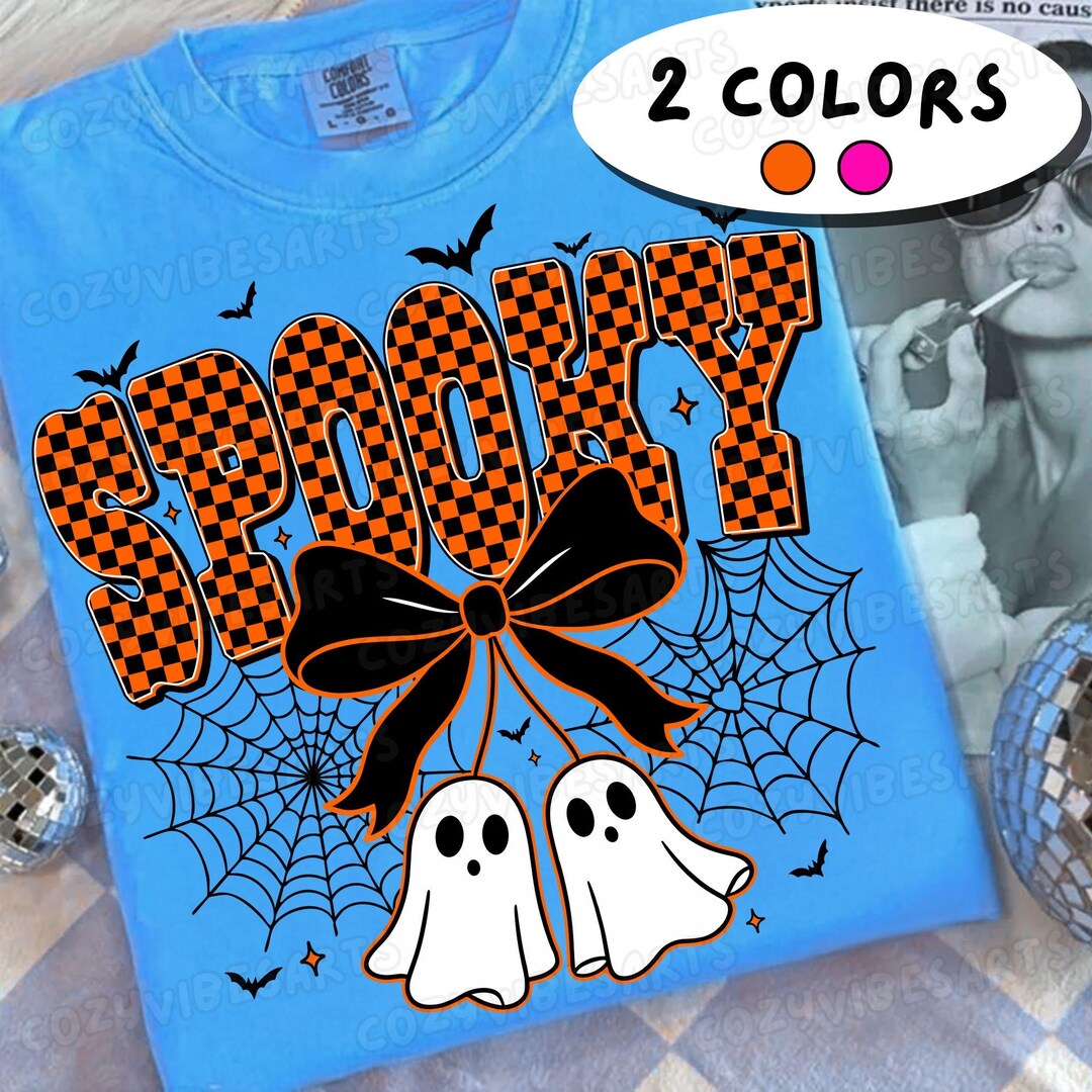 Cute Boo Ghost Halloween PNG Bundle, Coquette Checkered Ghost Clipart ...