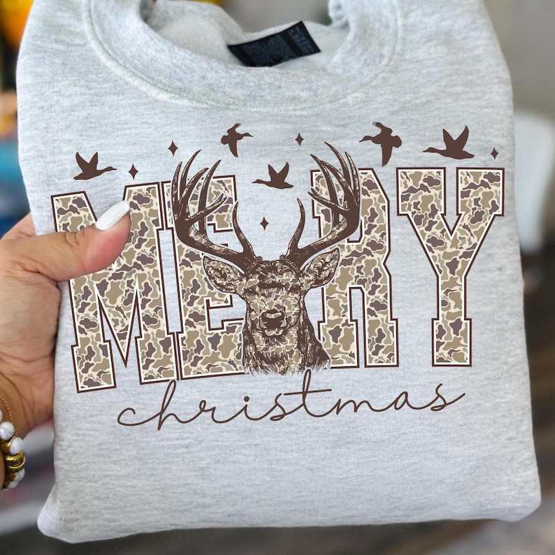 Custom Tumbler with Camo Deer Christmas Design