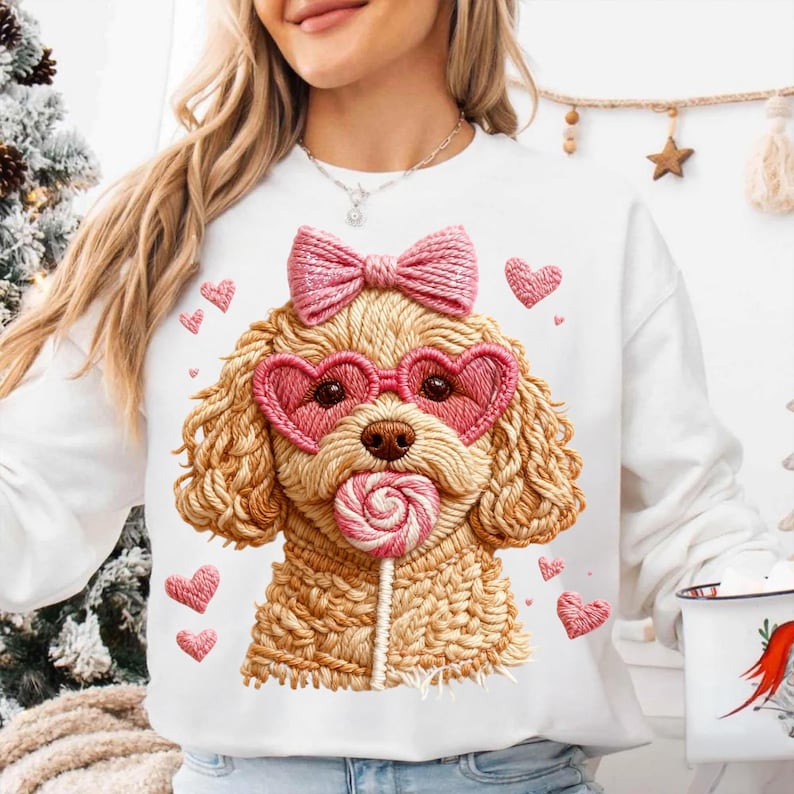 Image of Valentine Dog PNG, Cute Puppy Heart Glasses Lollipop Sublimation Design, Adorable Love Dog Shirt Graphic, Pink Valentine Pet Digital