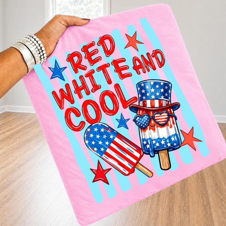 Red White and Cool font bundle used on a custom Fourth of July t-shirt design