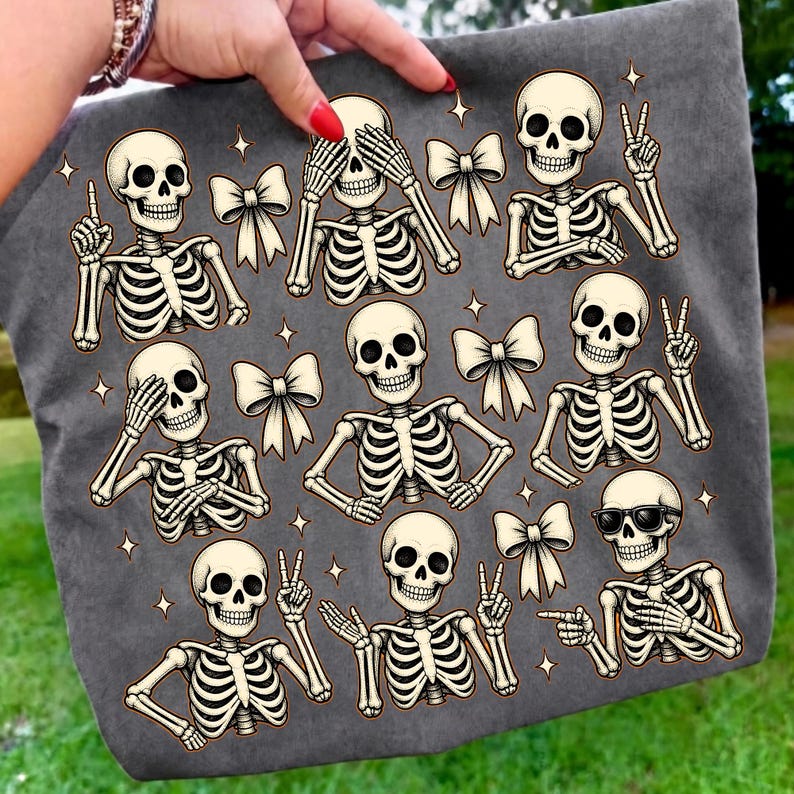 Spooky Season Creepy Cute Skeleton Collage Preview
