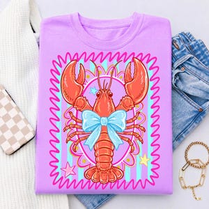 Crawfish Coquette Preppy Coastal Summer PNG, Striped Shirt Design Digital Download, Trendy Beachy Shirt PNG, Coastal Crawfish Season PNG image 10