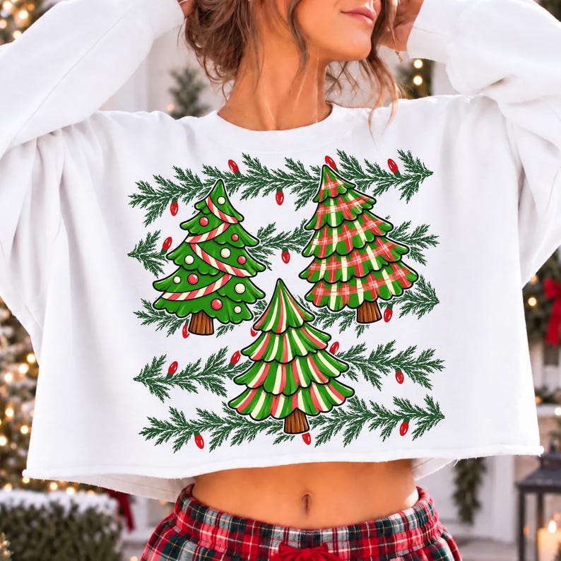 Preppy Gingham Christmas Tree PNG Sublimation Design