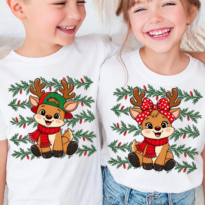 Reindeer Sibling Christmas Shirt Mockup