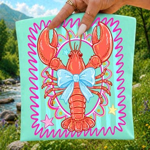 Crawfish Coquette Preppy Coastal Summer PNG, Striped Shirt Design Digital Download, Trendy Beachy Shirt PNG, Coastal Crawfish Season PNG image 4