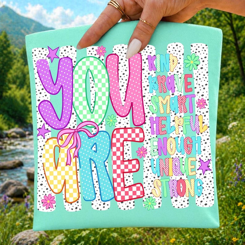 Colorful Coquette Bow Kind Brave Smart Helpful PNG Clipart Mockup