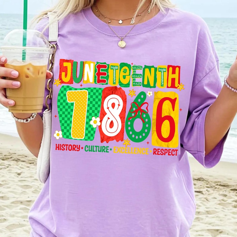 Close-up of the Juneteenth 1865 PNG design showcasing gold chain style and Afrocentric elements.