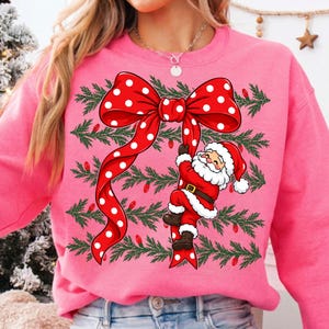Jultomte-rosett PNG, kokett jultomte-sublimering, rött prickigt band-semesterdesign, digital nedladdning av god jul bild 4
