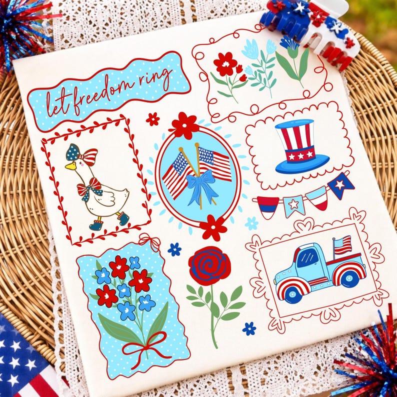 Cottagecore Patriotic Goose PNG Sublimation Design on T-Shirt