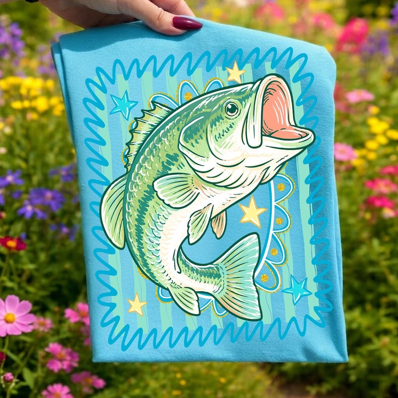 Fishing Dad PNG design featuring a striped bass and letter set for custom crafts.