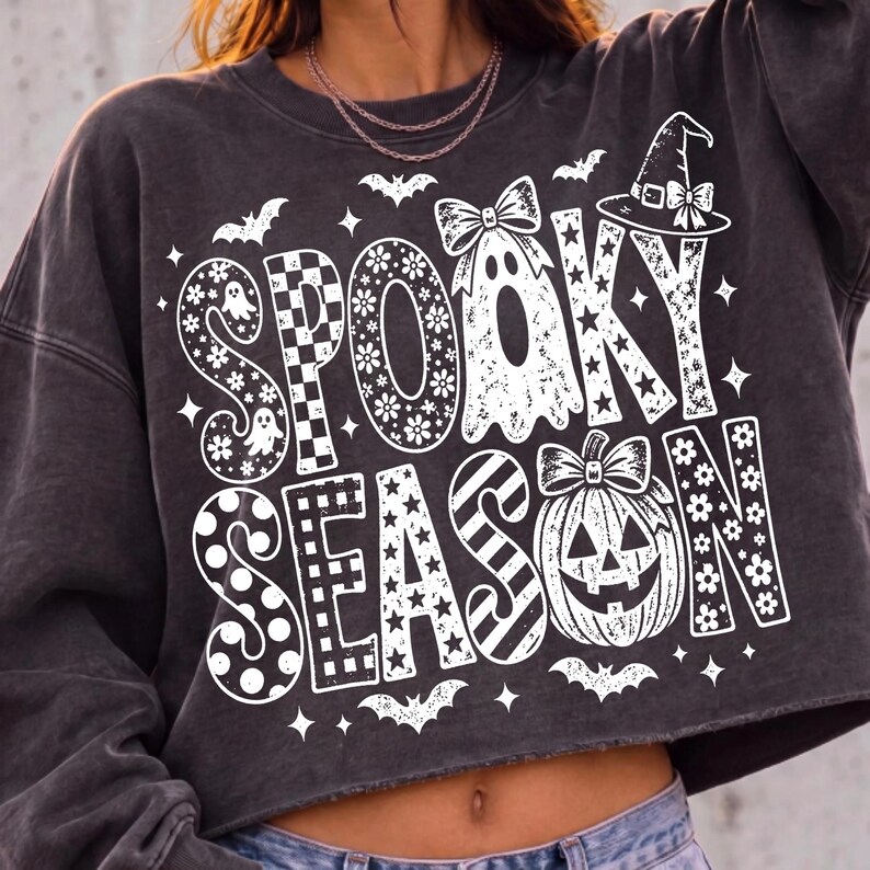 Preppy Spooky Season Graphic Printed on T-Shirt Mockup