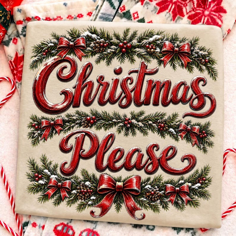 Retro Christmas Bow T-Shirt Mockup