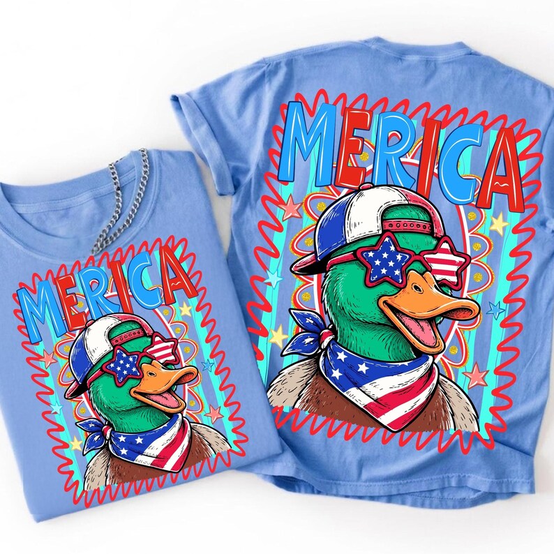 Full Merica Duck PNG alphabet and numbers in preppy patriotic style
