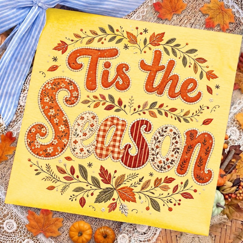 Image of Tis The Season PNG, Retro Fall Sublimation, Floral Autumn Shirt Design, Thanksgiving Digital Download