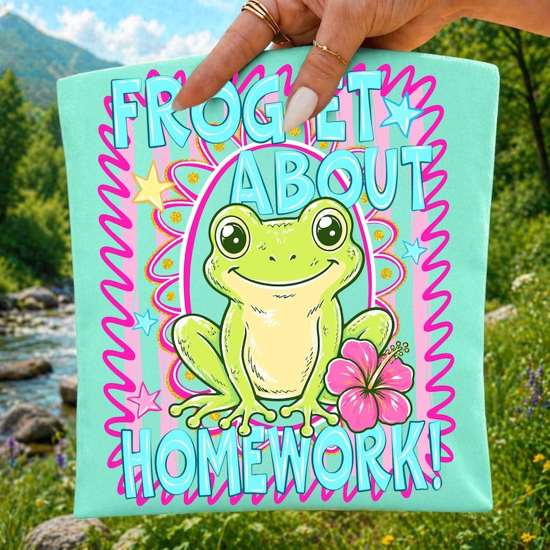 High-resolution transparent PNG of the Retro Frog design for sublimation