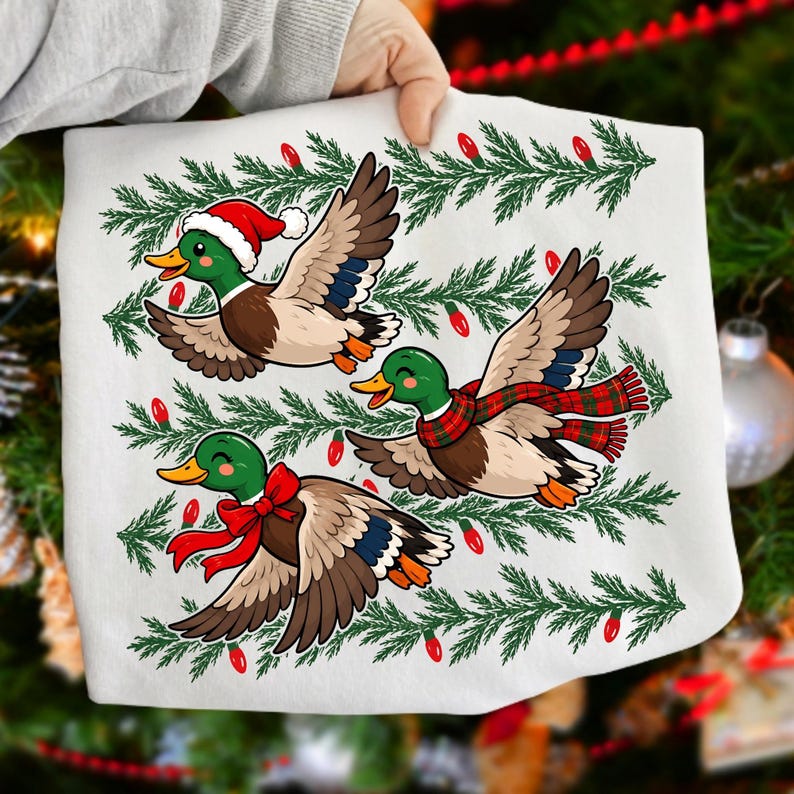 Image of Merry Quackmas Y’all PNG, Christmas Mallard Duck Sublimation, Funny Holiday Digital Download
