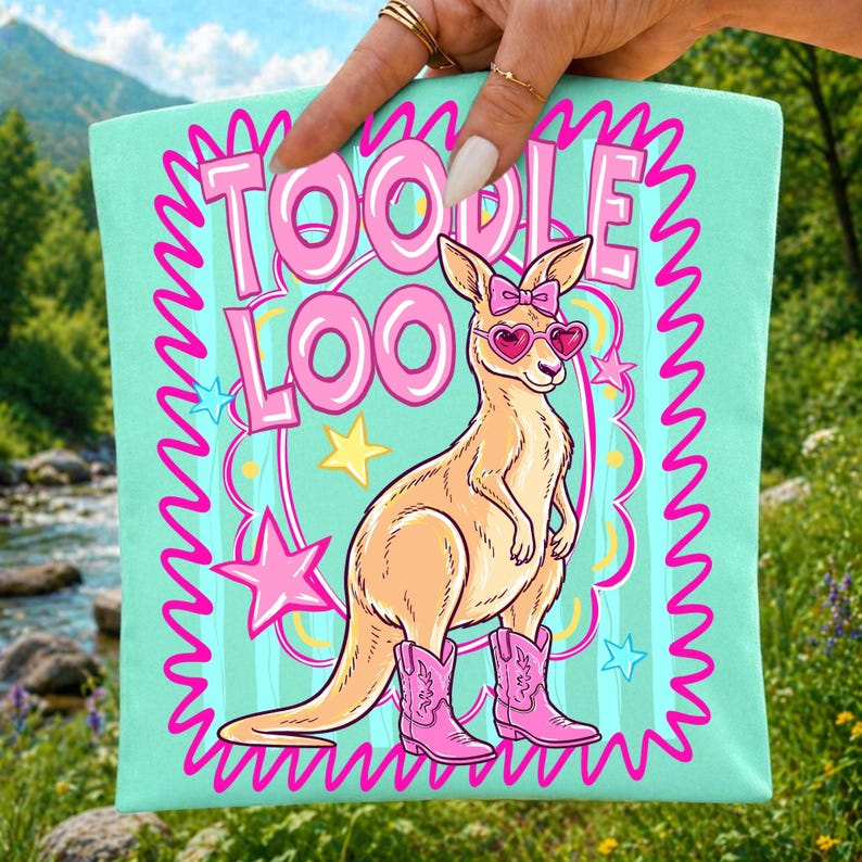 Girly Western Kangaroo PNG on a T-Shirt Mockup for Crafters