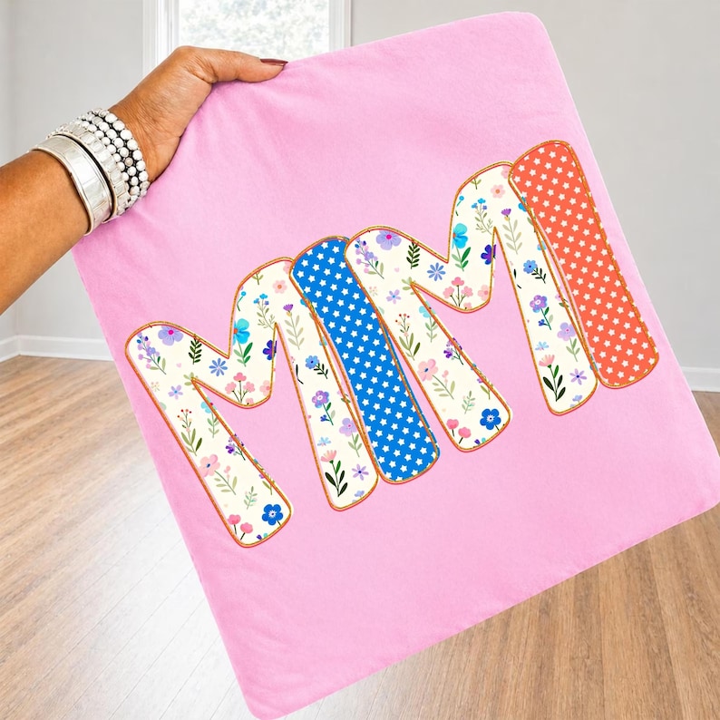 Image of Retro American Mama PNG 4th of July Sublimation Design, Preppy Floral Patriotic Nana Gigi Mimi USA Graphic, Independence Day DTF Clipart