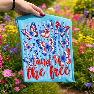 4 juli-paket PNG Patriotisk fjäril Amerika Preppy USA Randig fjäril Ditsy Blommig 1776 Frihet Sublimeringsdesigner Självständighet bild 6