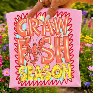 Preppy Crawfish Season PNG, Brushstroke Louisiana Sublimation Design, Stripes Crawfish Boil PNG, Summer Southern Digital Download Shirt image 1
