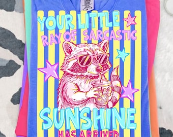 Your Little Ray of Sarcastic Sunshine Sassy Raccoon PNG Funny Sublimation Design Has Arrived Sarcastic Quote Trendy Digital File
