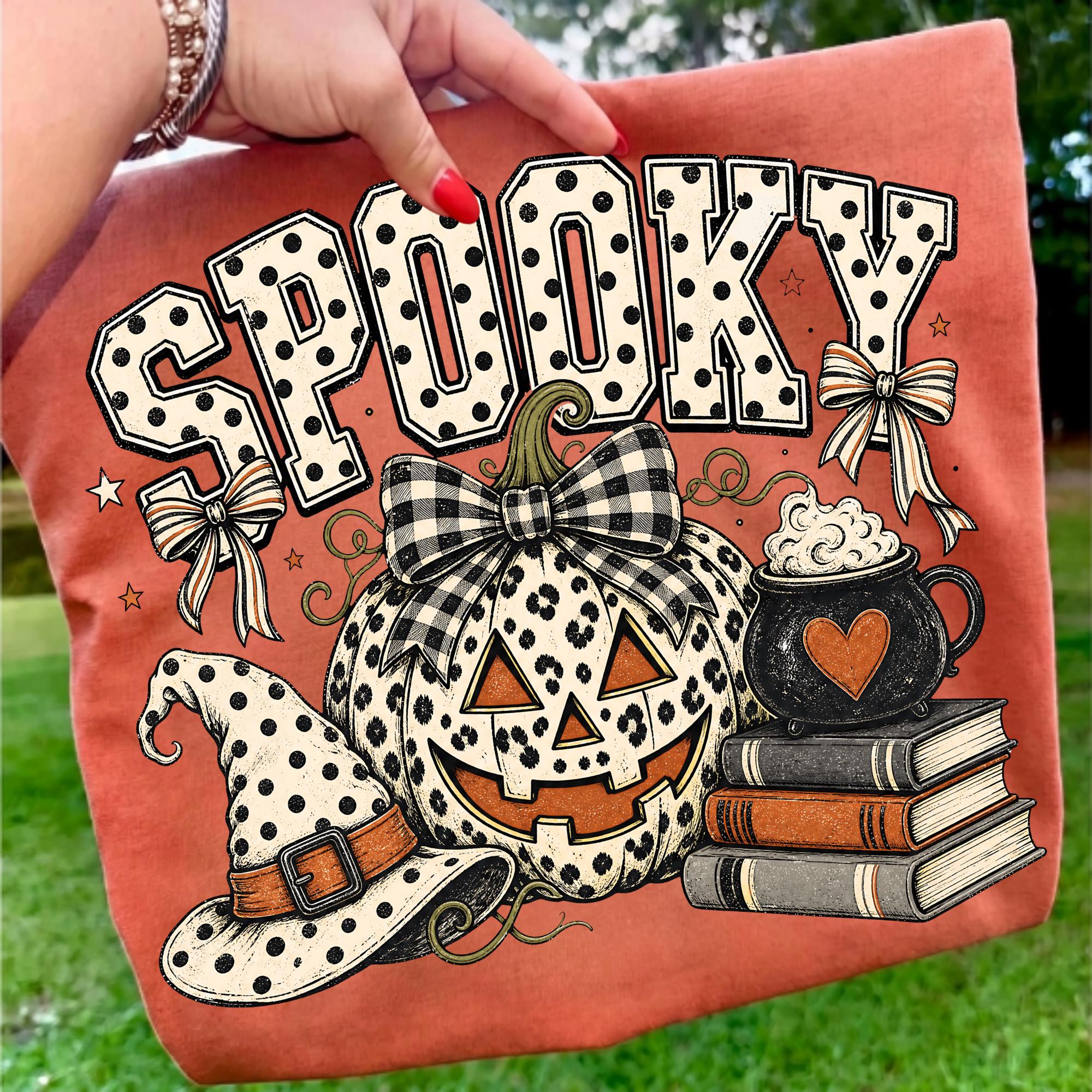 Spooky Season PNG, Leopard Pumpkin Halloween Sublimation, Preppy Witch Bow Fall Digital Download
