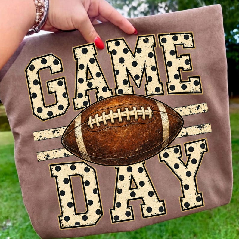 Close-up of Vintage Game Day Football Shirt Design