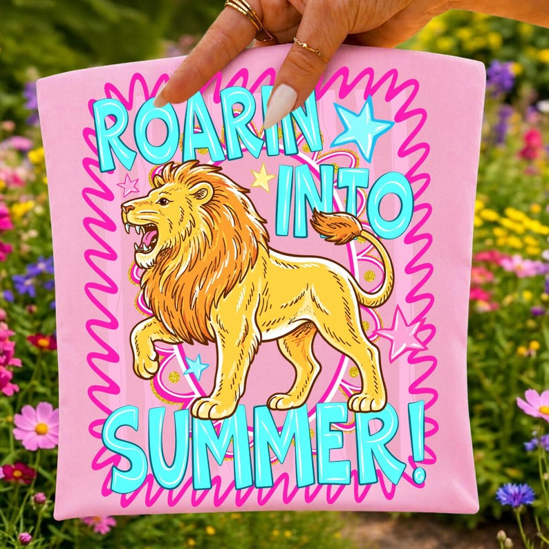 Summer Animal Shirt Graphic with Roarin' Lion Design
