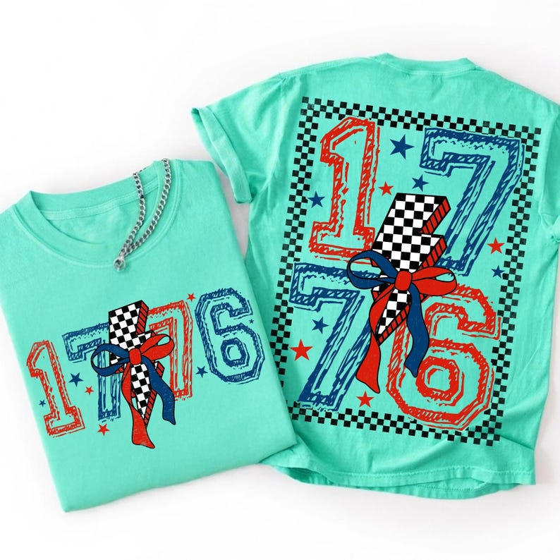 Mockup displaying the 1776 America PNG on various items like shirts, mugs, and totes, perfect for 4th of July crafting.