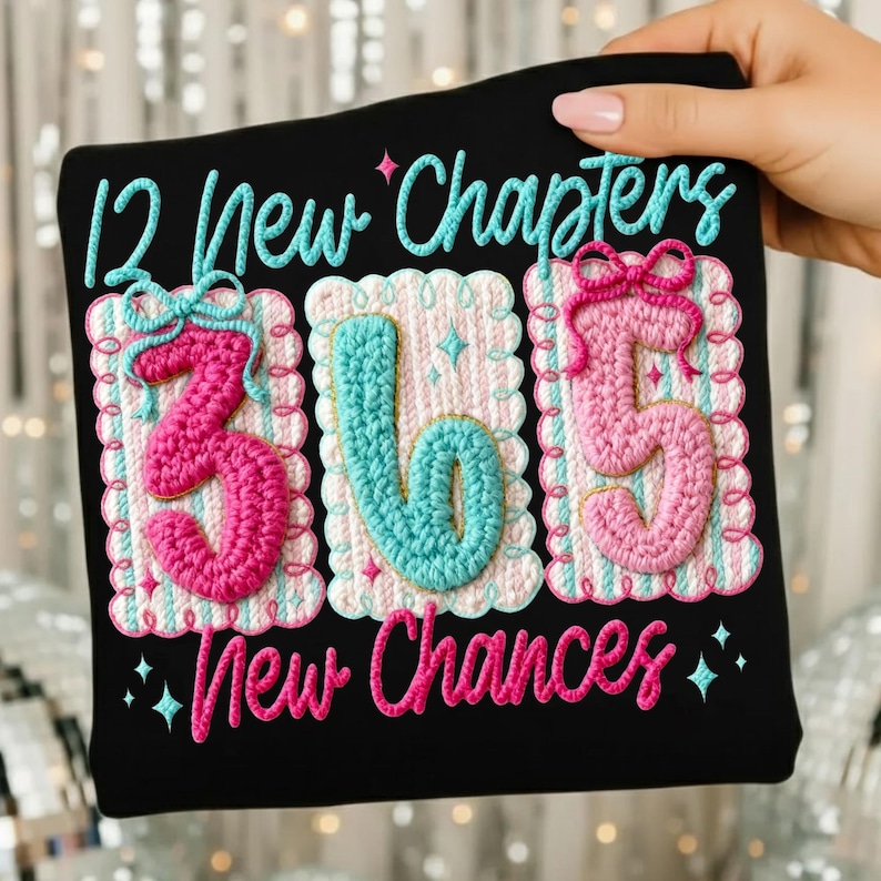 Faux Yarn 12 New Chapters Happy New Year 2026 PNG Sublimation Design