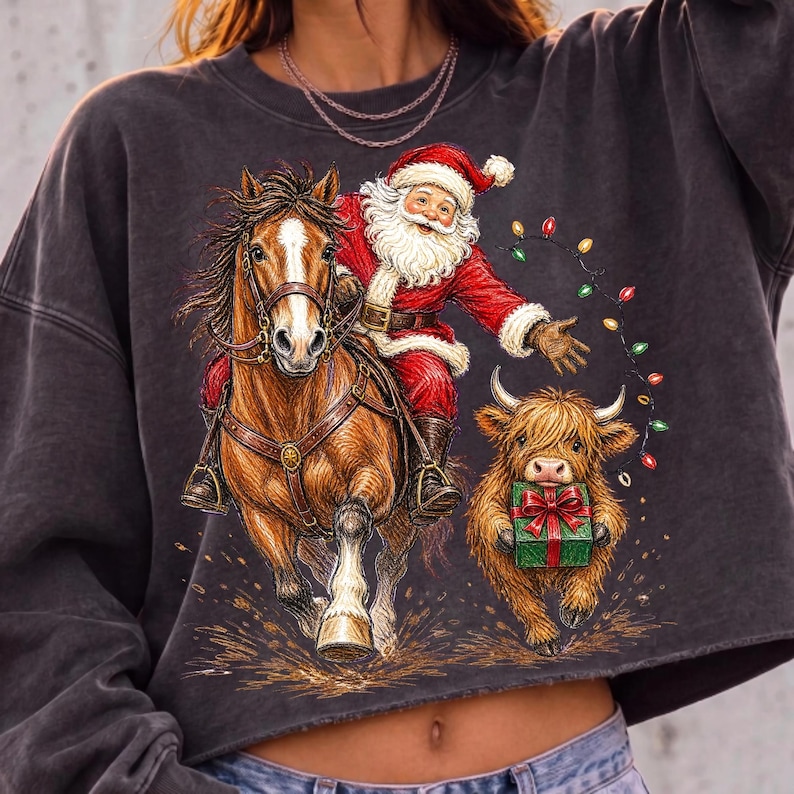 Vintage Western Christmas Graphic on T-Shirt Mockup