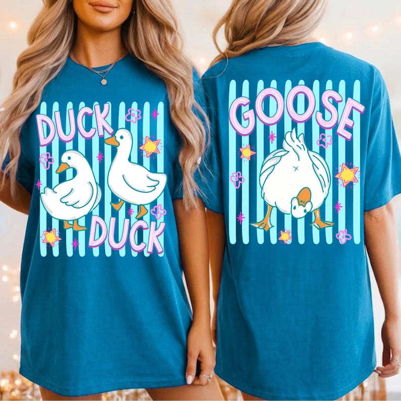 Vintage Duck Graphic Applied on Summer T-Shirt