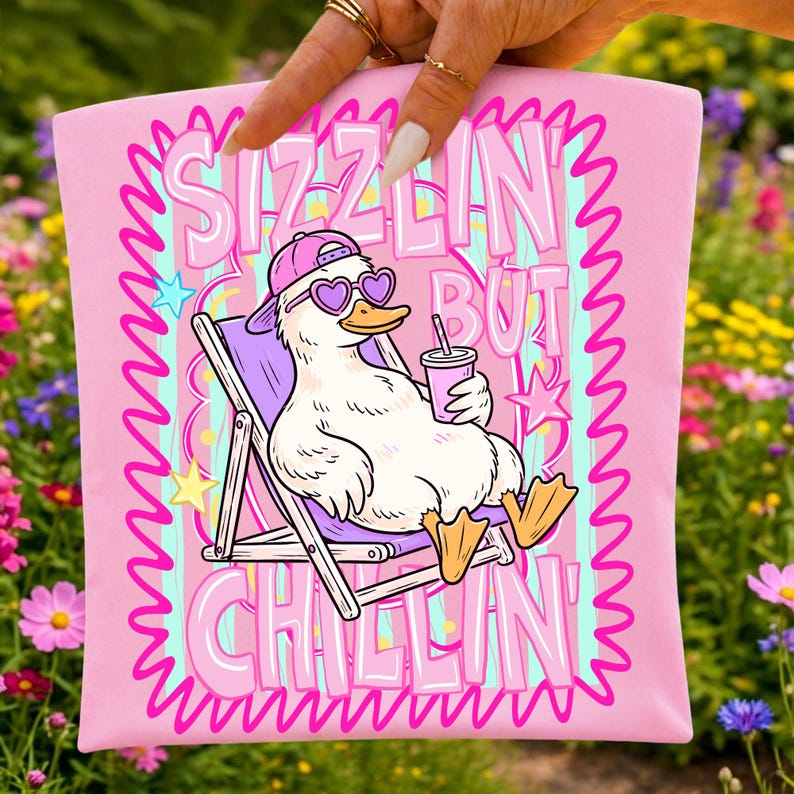 Retro Summer Duck Sublimation Graphic on a T-Shirt mockup