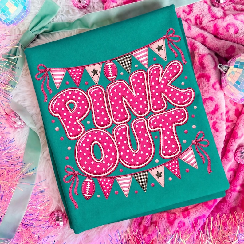 Image of Pink Out Football PNG, Breast Cancer Awareness Game Day Sublimation, Pink Football Mom Shirt Design, Digital Download