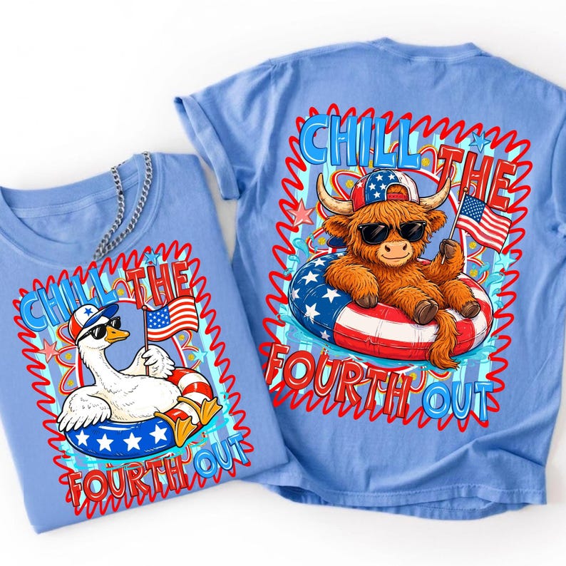 Image of Chill The Fourth Out PNG Bundle, Funny Patriotic Animal PNG, 4th of July Sublimation Bundle, Independence Day Transfer, Leopard July 4th
