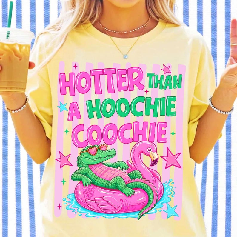 Digital design file displaying the 'Hotter Than A Hoochie Coochie' coquette alligator, ready for instant download and crafting.